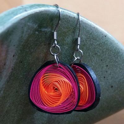Pink & Orange Vortex Earrings